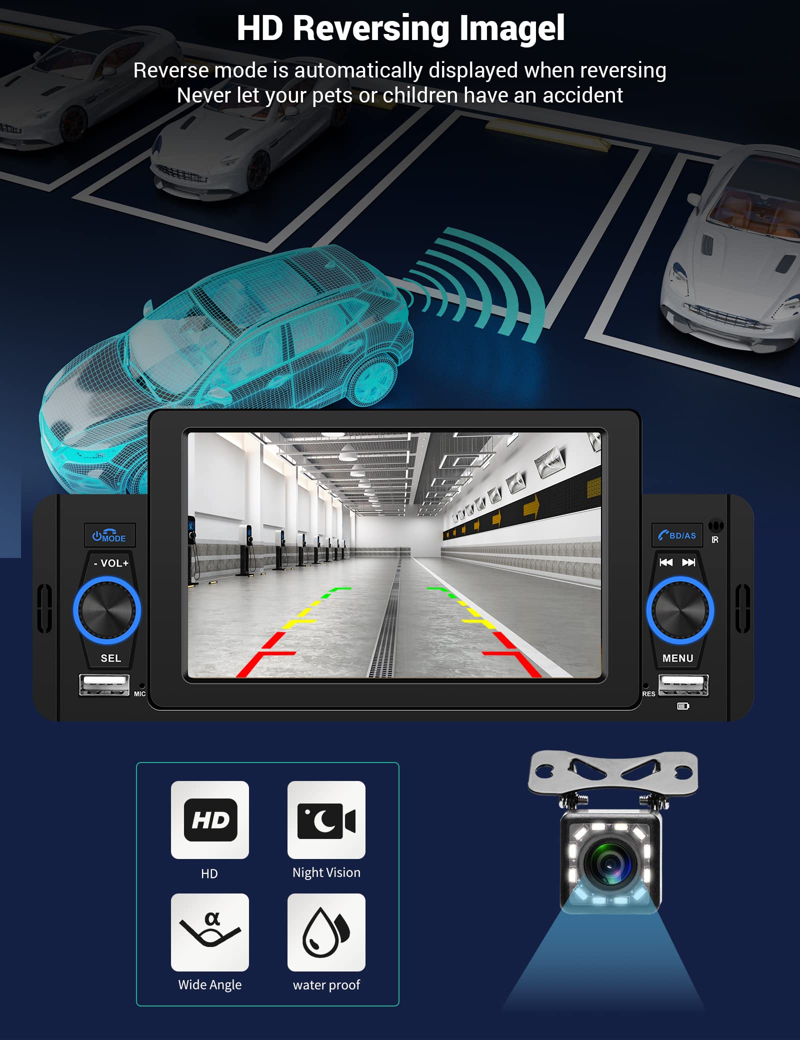 Carplay Single Din Radio 5 Inch Touch Screen Car Stereo With Car Play Android Auto, Bluetooth 5.1, Hd Backup Camera, Mirror Link